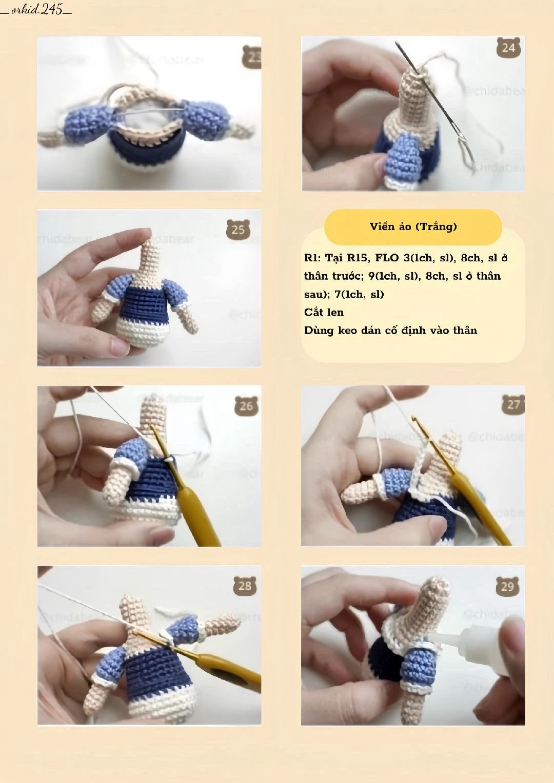 Hướng dẫn móc búp bê Snow White dễ thương bằng len milk cotton