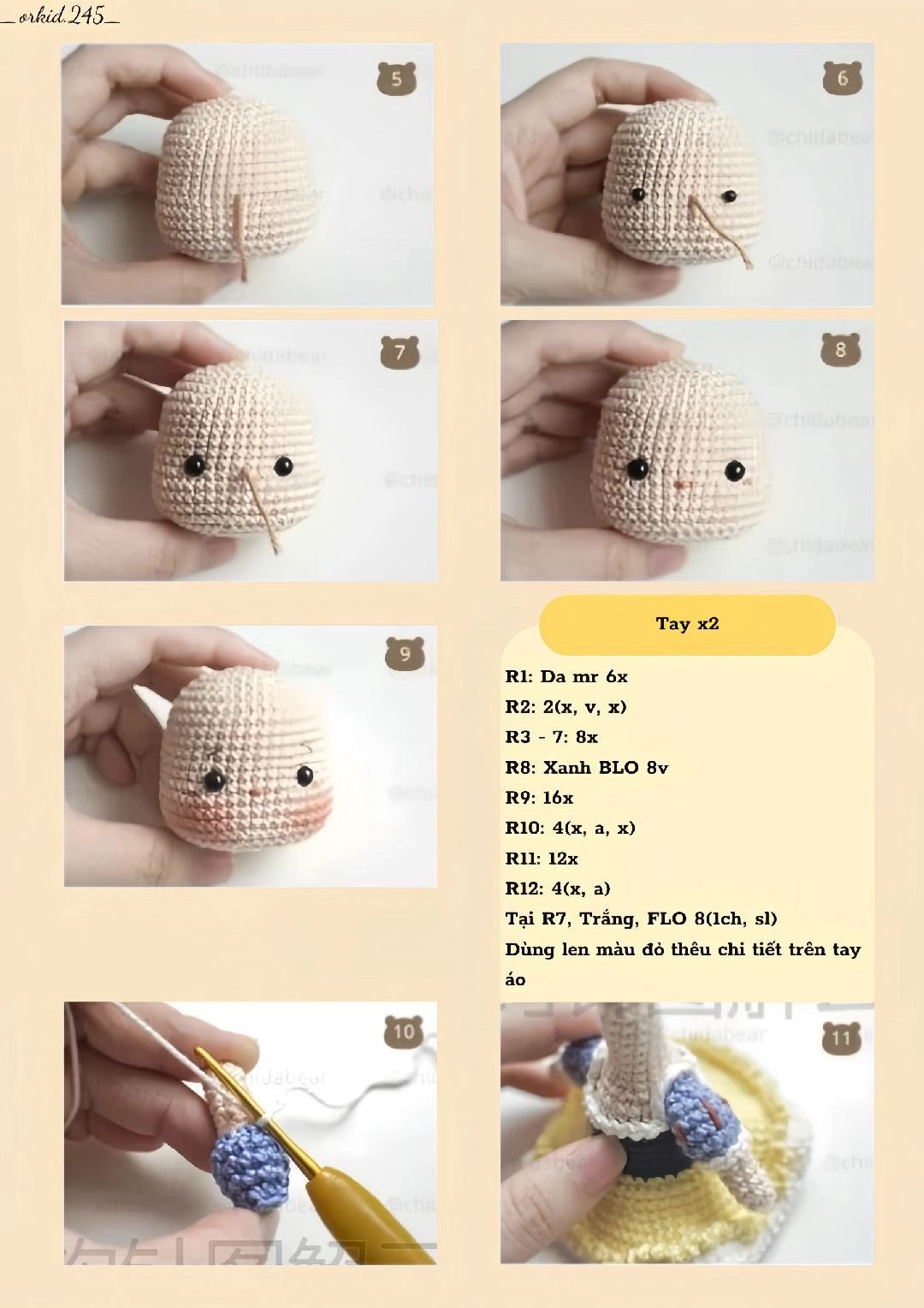 Hướng dẫn móc búp bê Snow White dễ thương bằng len milk cotton