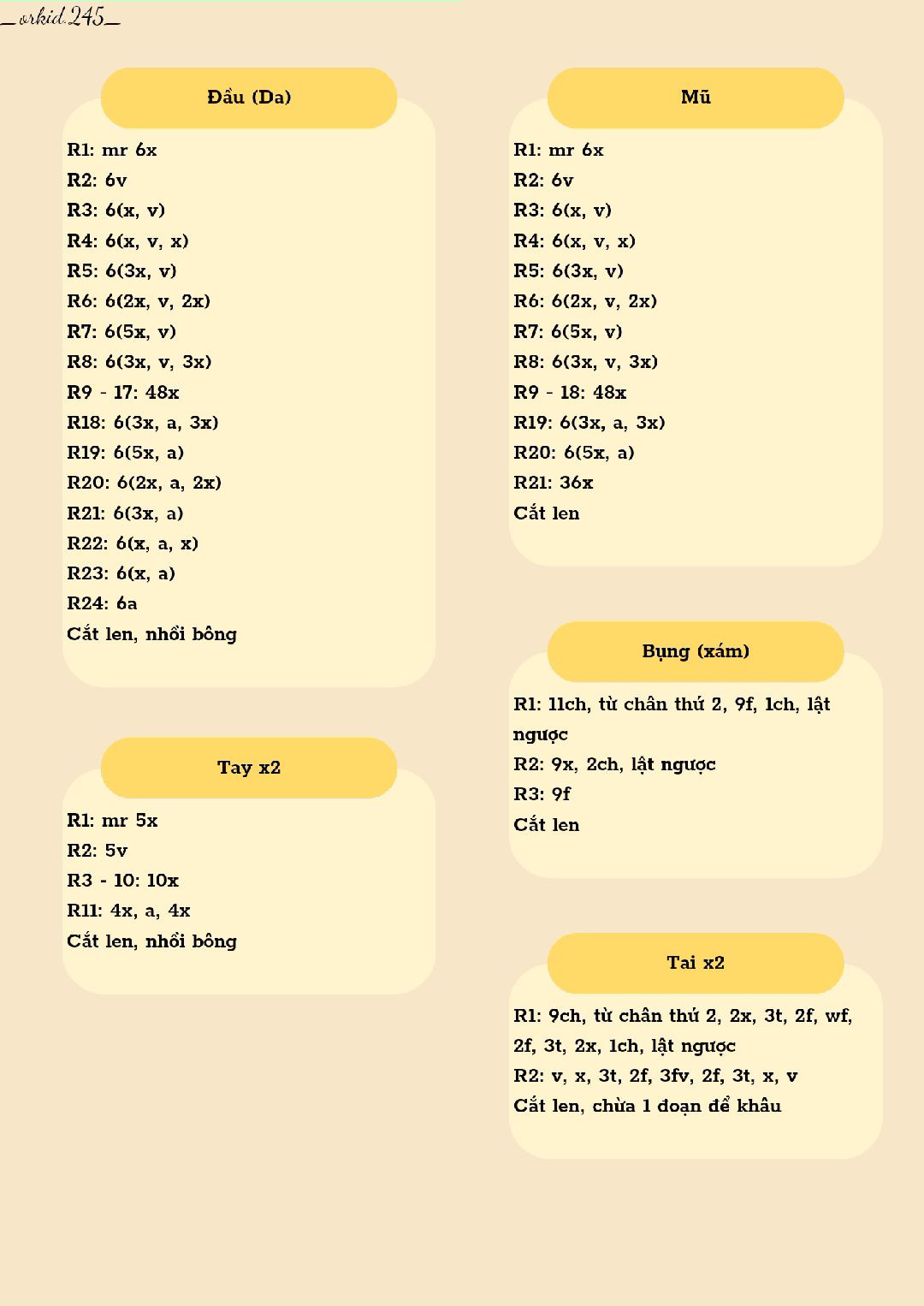 Hướng dẫn móc búp bê Teletubbies đầy đủ chi tiết từng phần