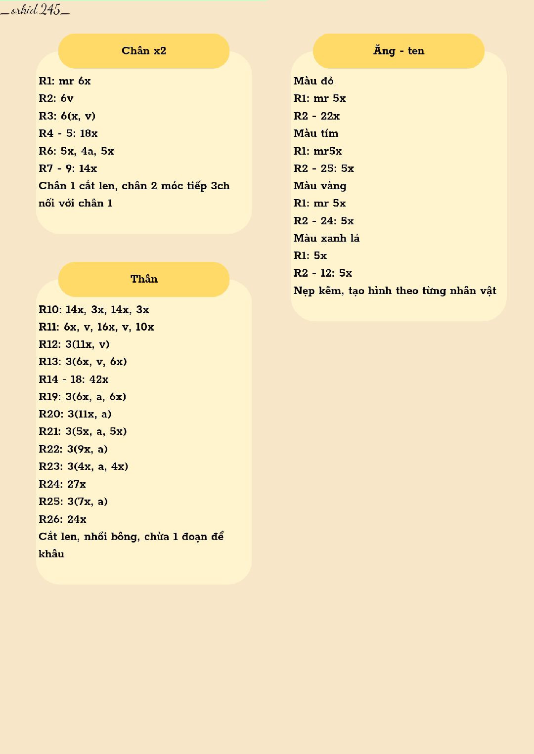 Hướng dẫn móc búp bê Teletubbies đầy đủ chi tiết từng phần