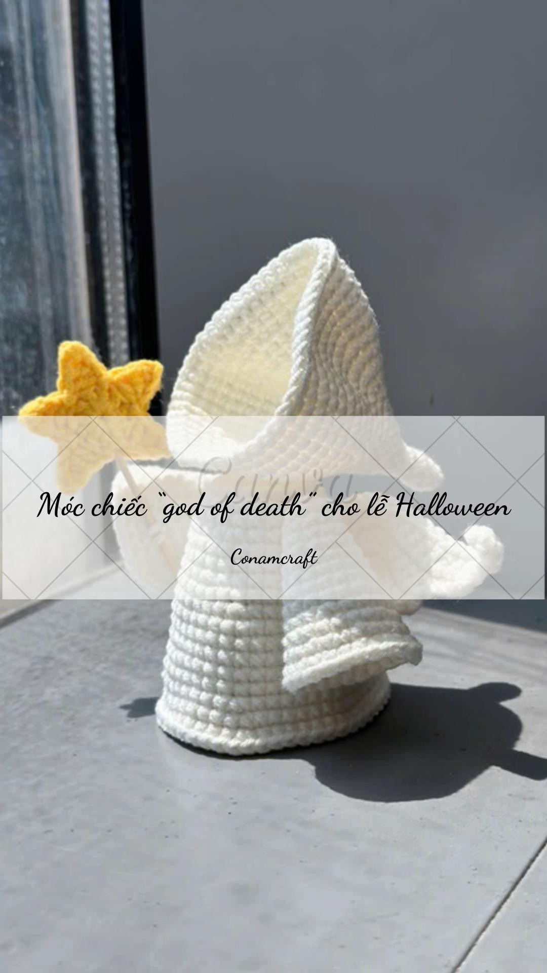 Hướng dẫn móc búp bê thần chết Halloween màu trắng