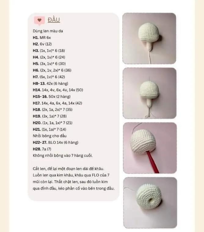 Hướng dẫn móc búp bê thỏ Amigurumi dễ thương