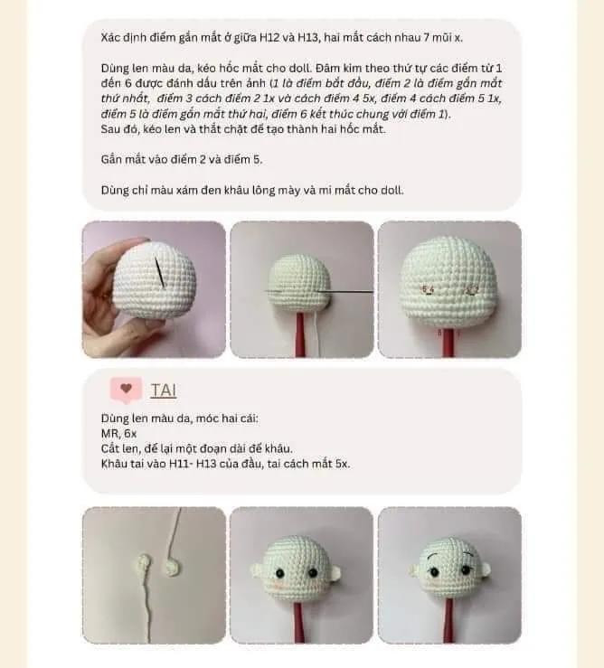 Hướng dẫn móc búp bê thỏ Amigurumi dễ thương