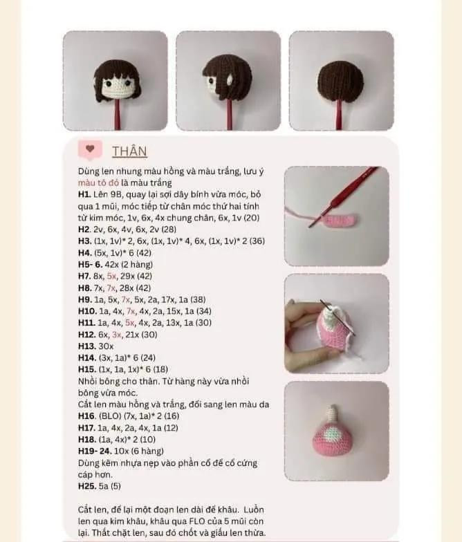 Hướng dẫn móc búp bê thỏ Amigurumi dễ thương