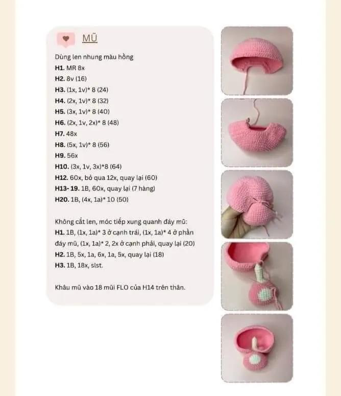 Hướng dẫn móc búp bê thỏ Amigurumi dễ thương