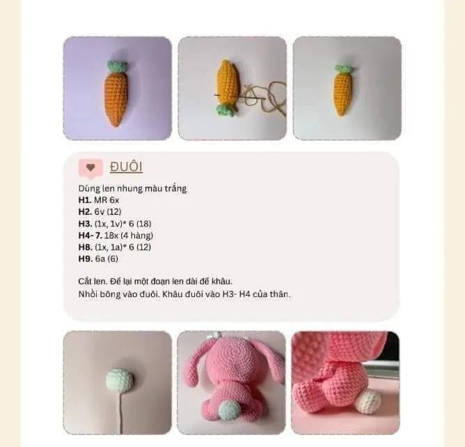 Hướng dẫn móc búp bê thỏ Amigurumi dễ thương