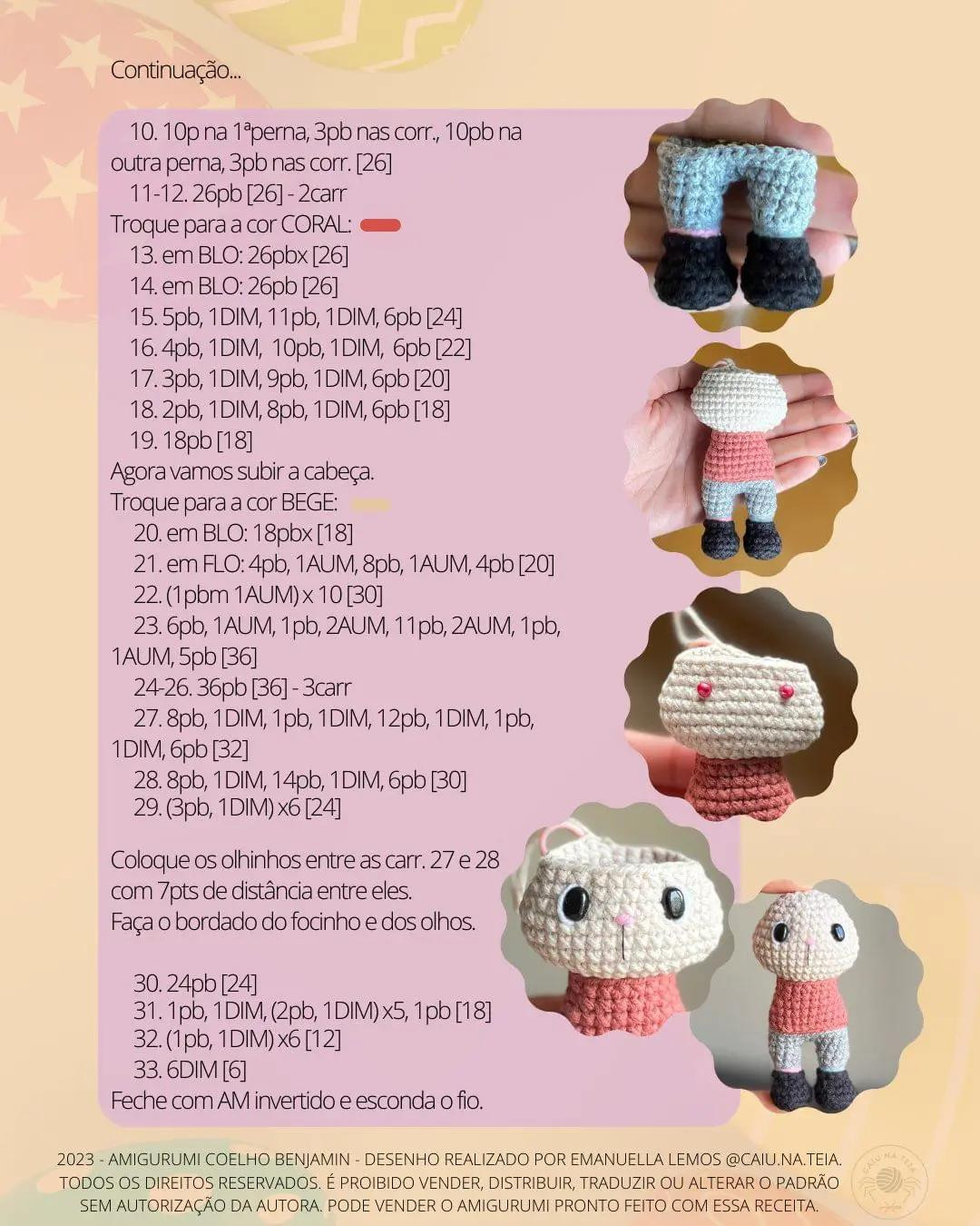 HƯỚNG DẪN MÓC BÚP BÊ THỎ BENJAMIN - RECIPE GRATUITA