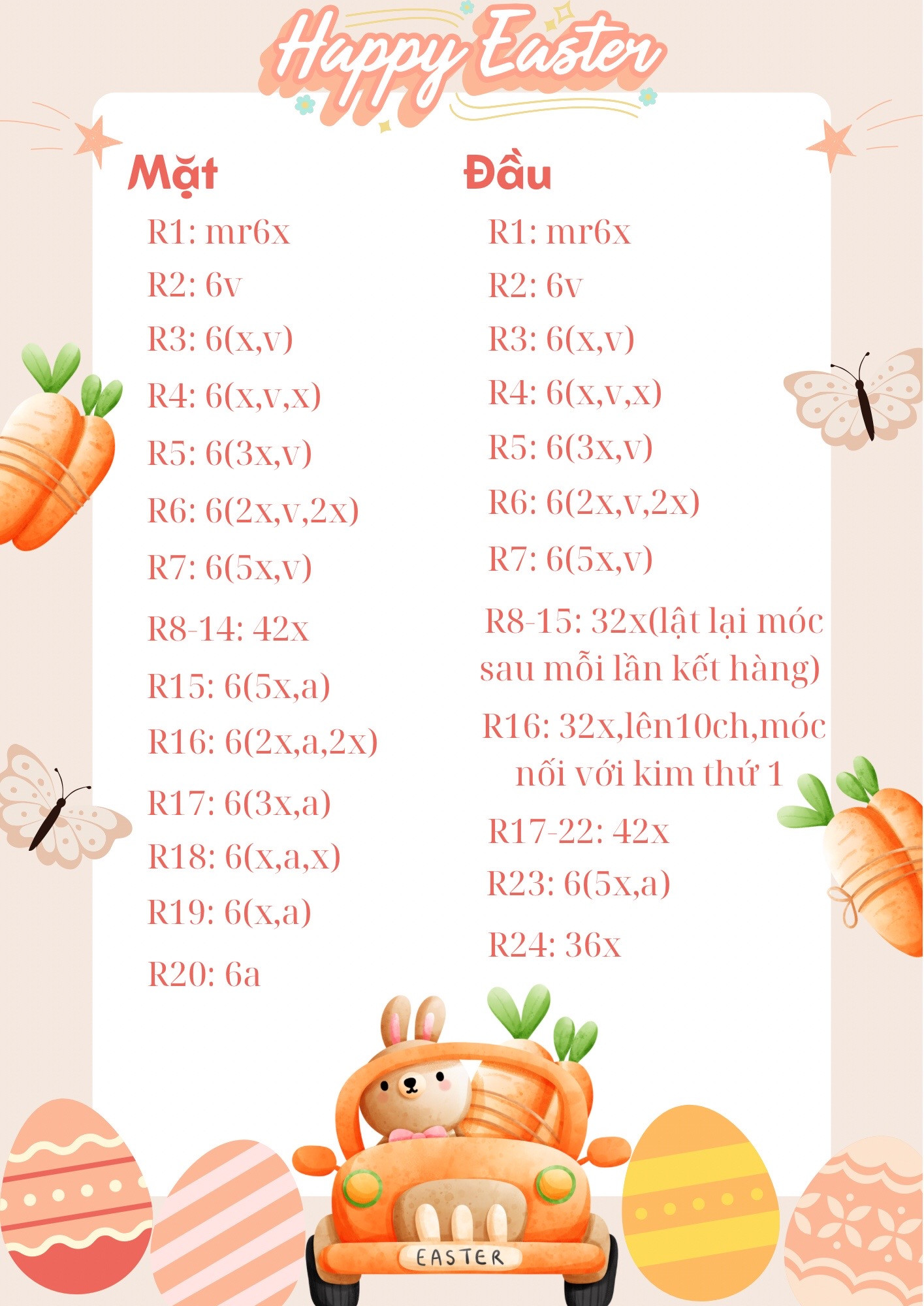 Hướng dẫn móc búp bê thỏ Easter dễ thương