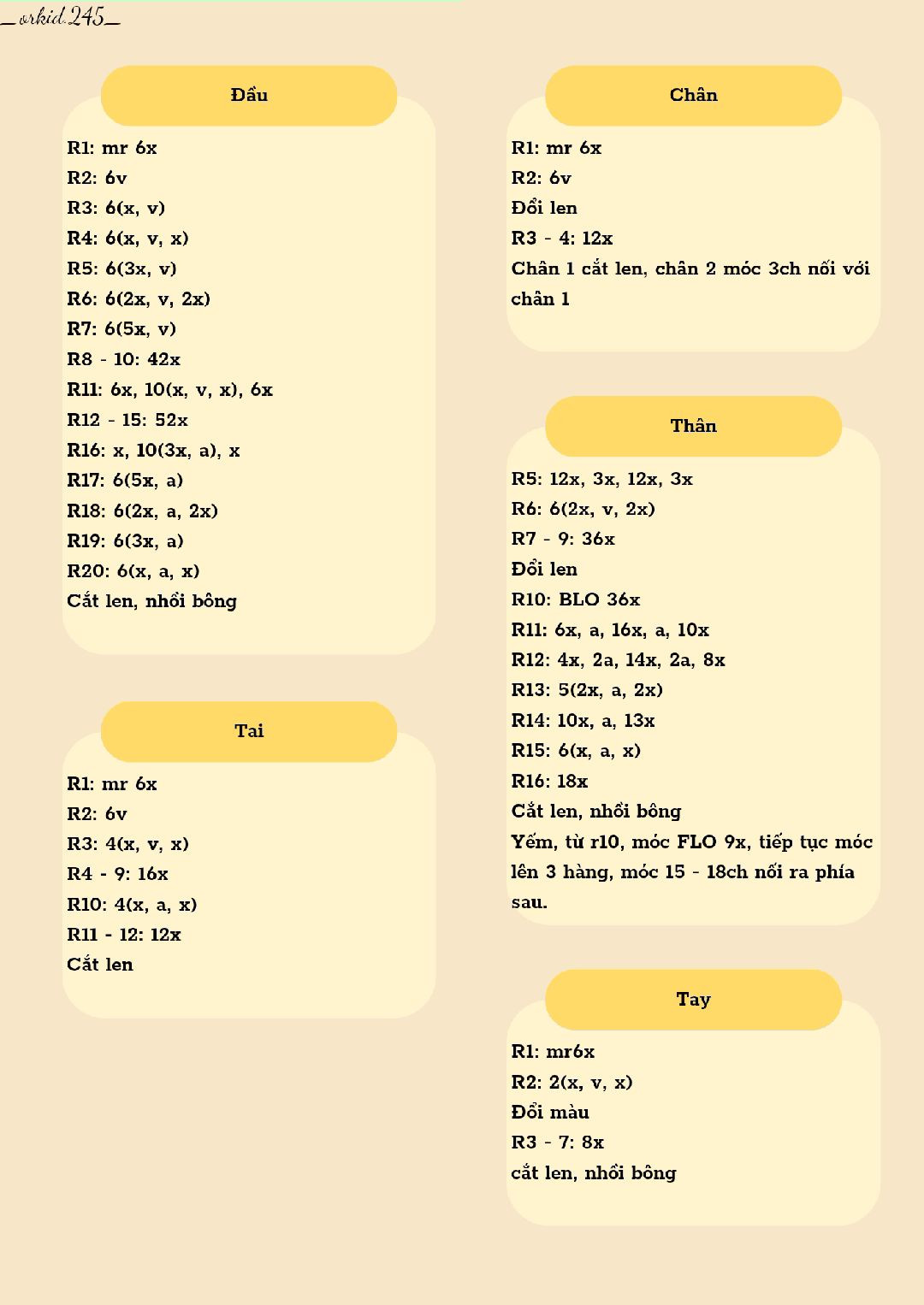 Hướng dẫn móc búp bê thỏ mặc quần đỏ