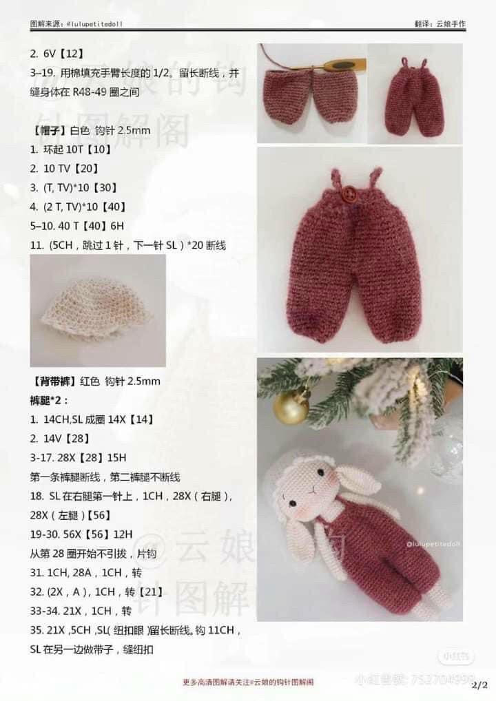 Hướng dẫn móc búp bê thỏ Mochi màu hồng trắng