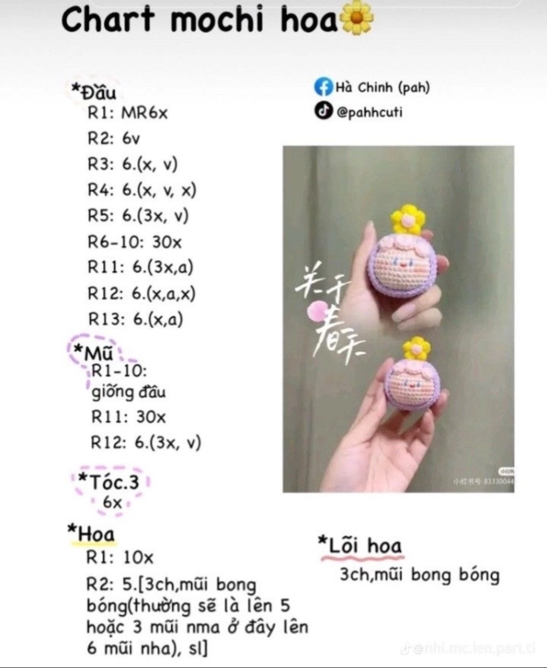 Hướng dẫn móc búp bê Thỏ Tiên Hoa màu hồng dễ thương