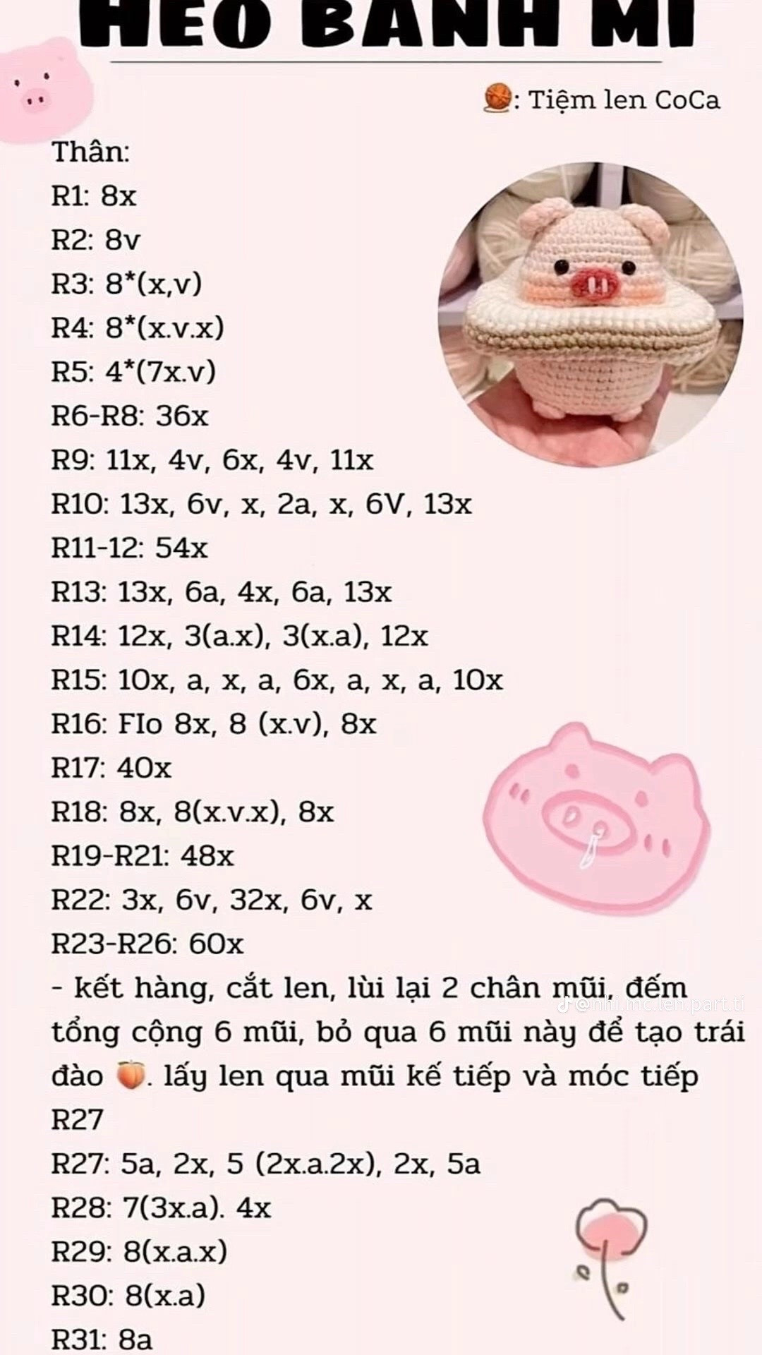 Hướng dẫn móc búp bê Thỏ Tiên Hoa màu hồng dễ thương