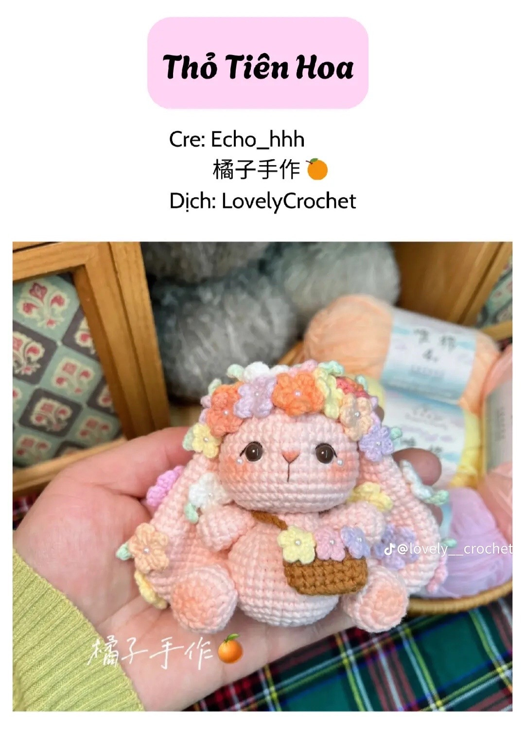 Hướng dẫn móc búp bê Thỏ Tiên Hoa màu hồng dễ thương