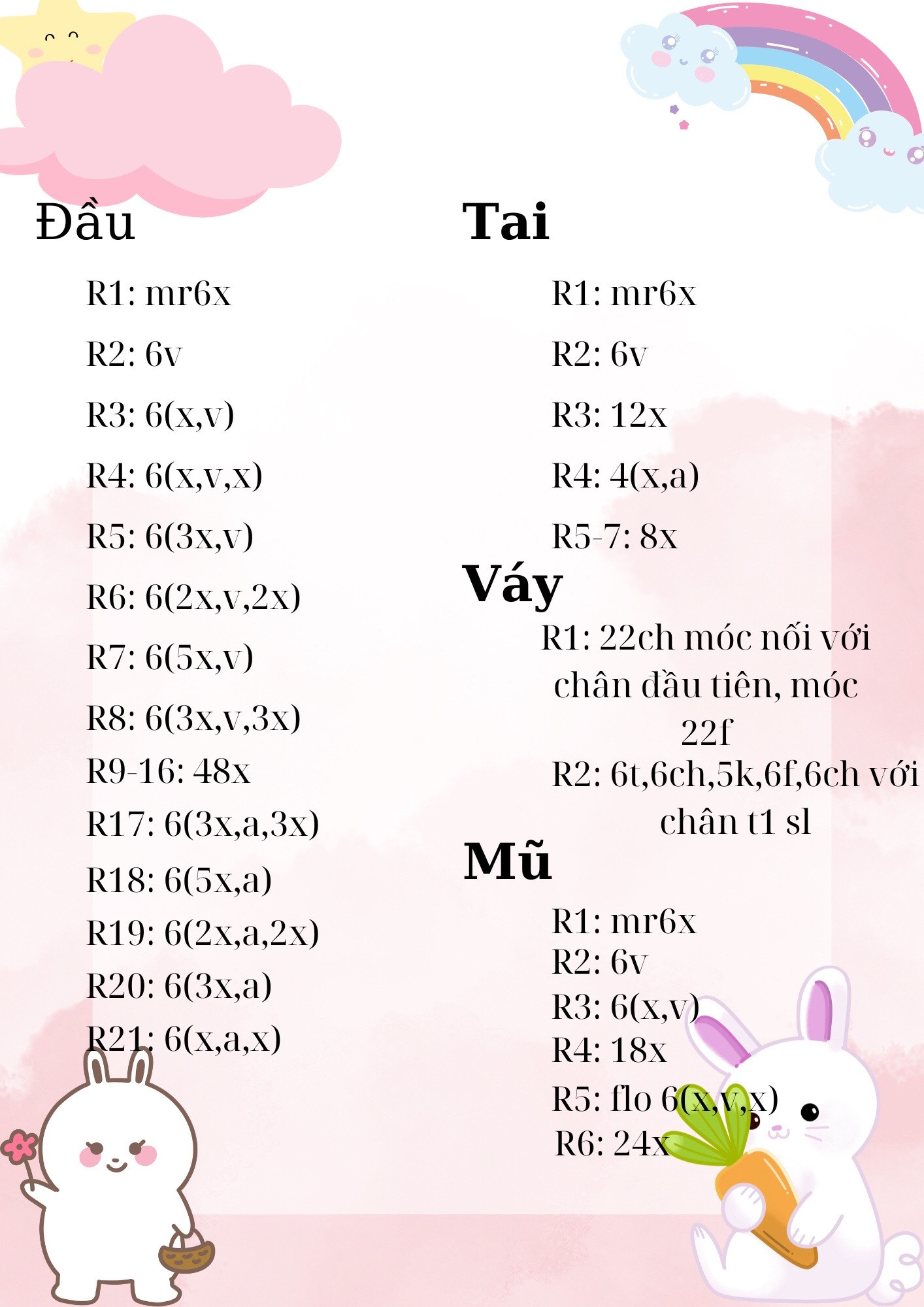 Hướng dẫn móc búp bê thỏ trắng dễ thương đội mũ bí ngô