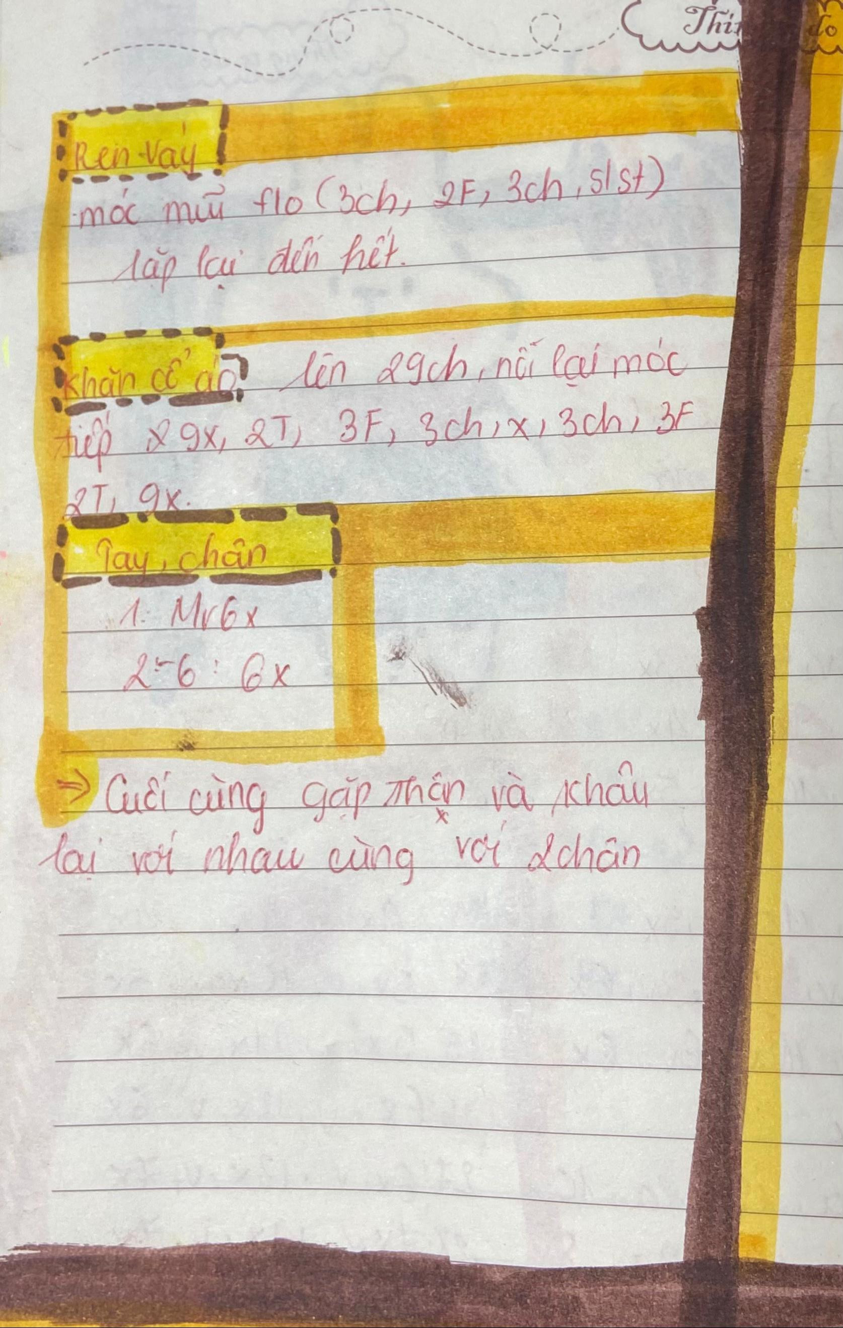 Hướng dẫn móc búp bê thỏ trắng mặc váy nâu, kèm bảng chart chi tiết từng hàng