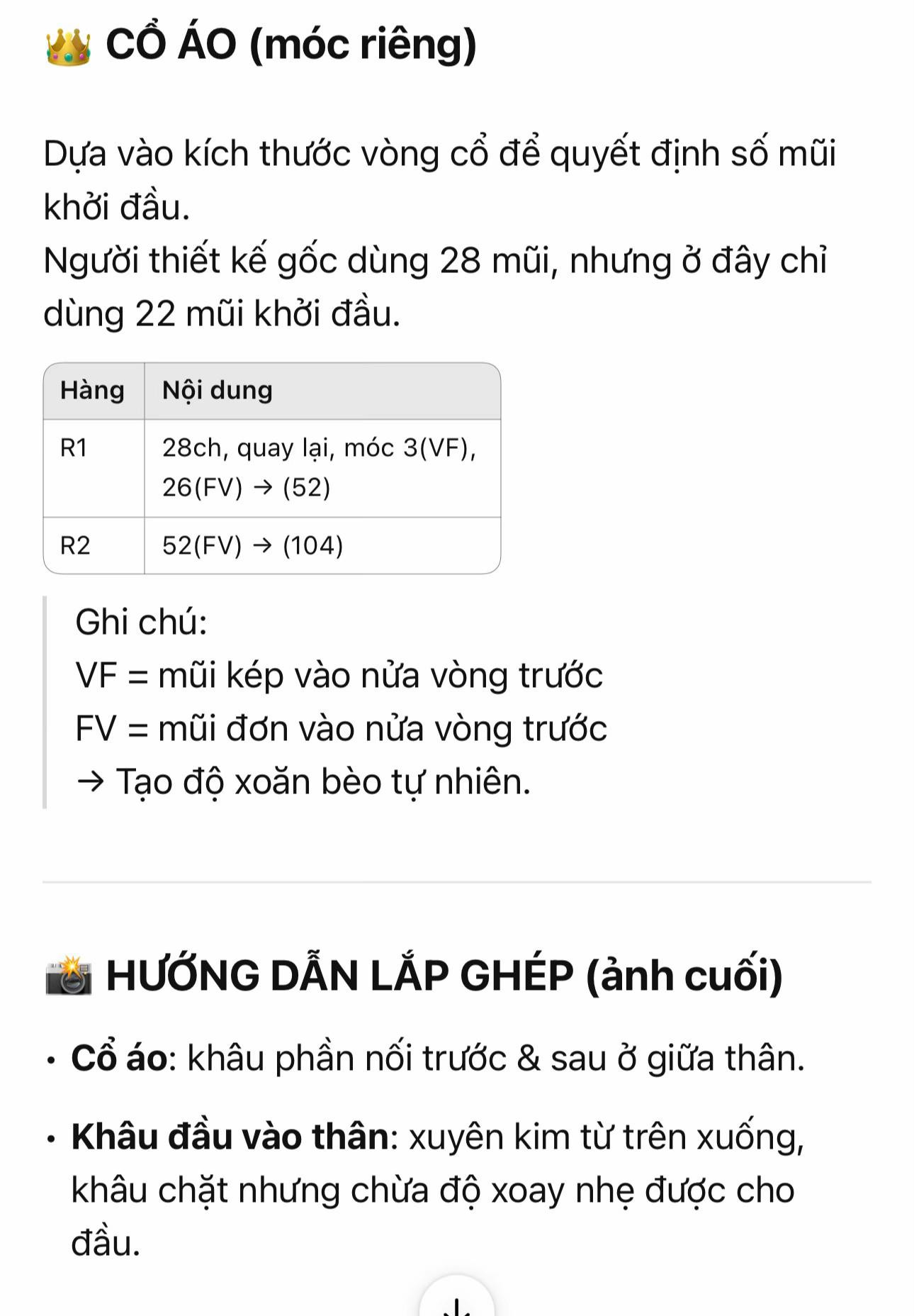 Hướng dẫn móc búp bê Tinh linh Nấm dễ thương, chart chi tiết từng phần