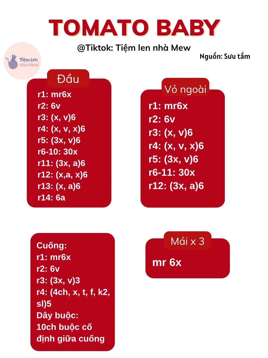 Hướng dẫn móc búp bê Tomato Baby dễ thương