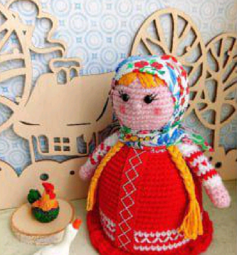 Hướng dẫn móc búp bê Vasilina truyền thống Nga màu đỏ