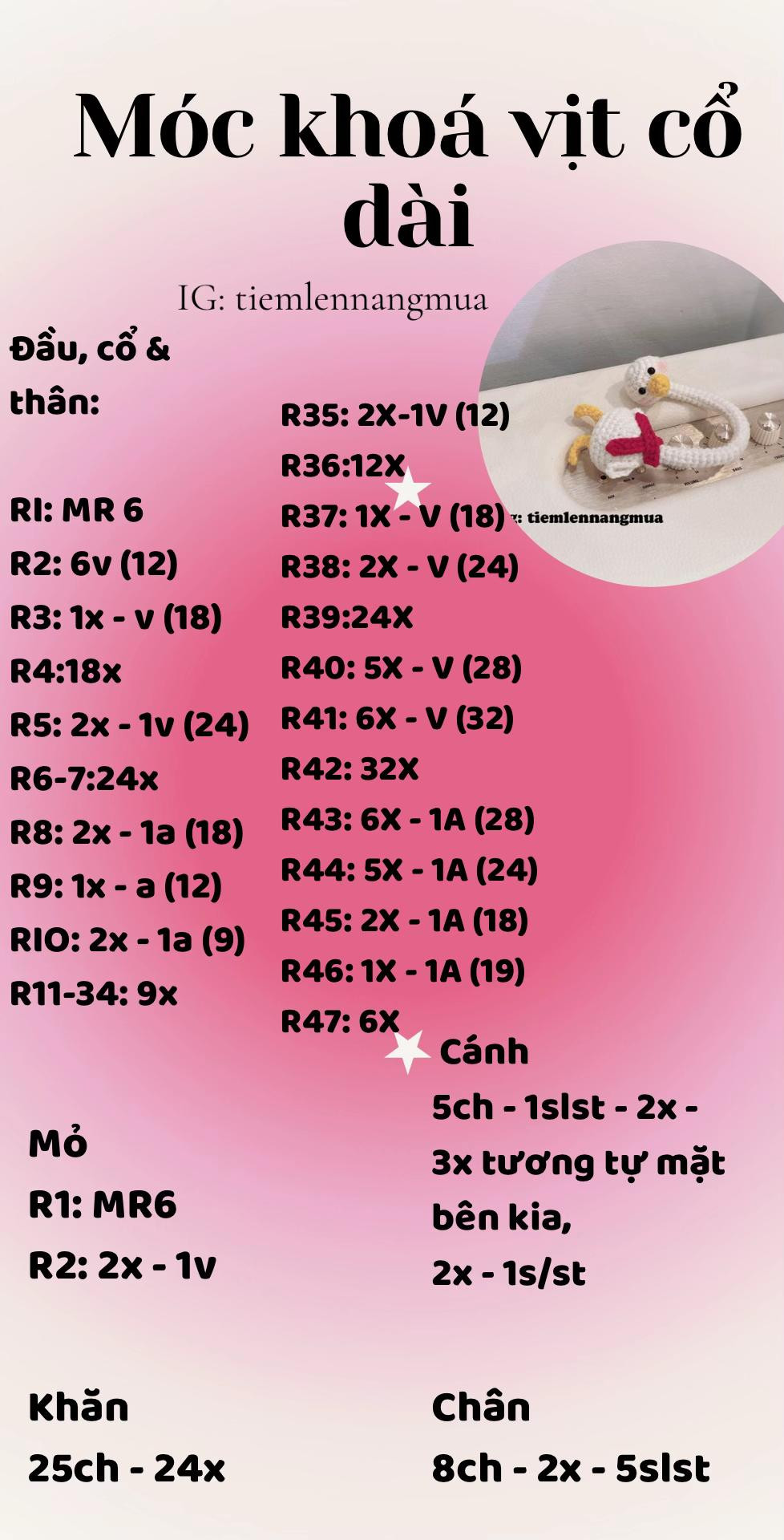 Hướng dẫn móc chìa khóa vịt cổ dài trắng