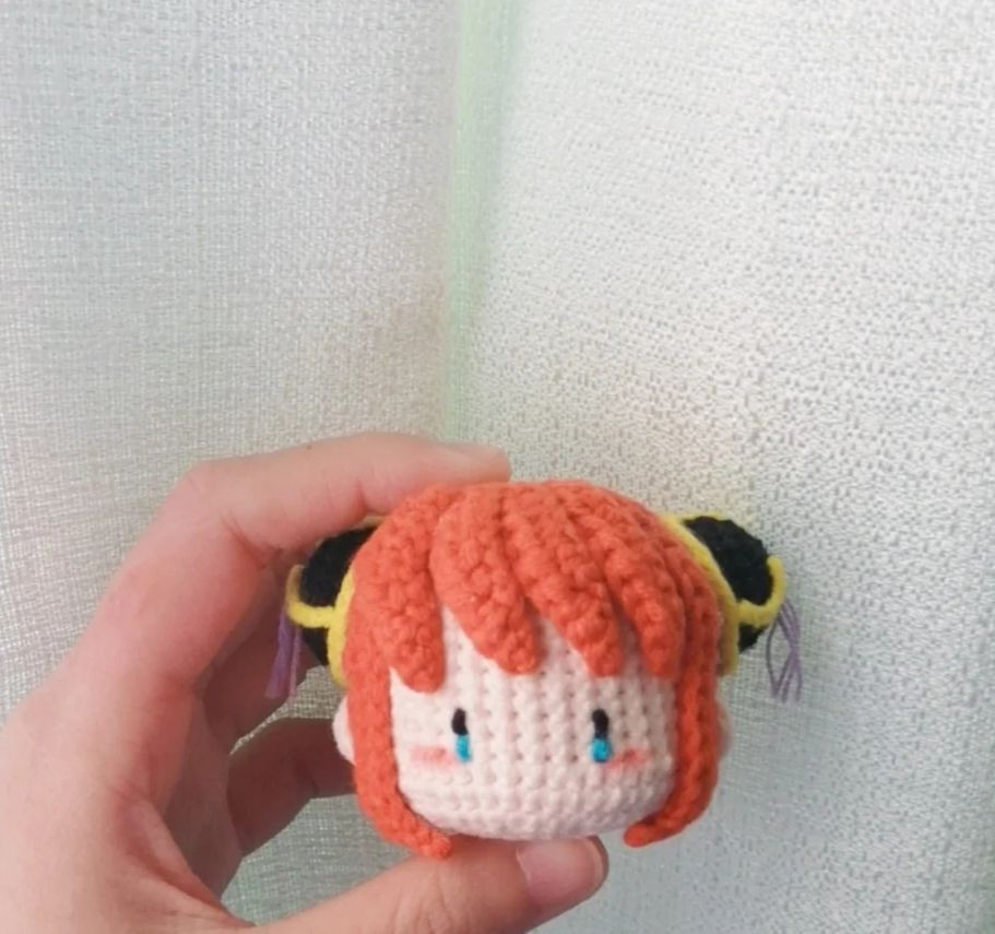 Hướng dẫn móc đầu búp bê tóc cam, mắt khóc