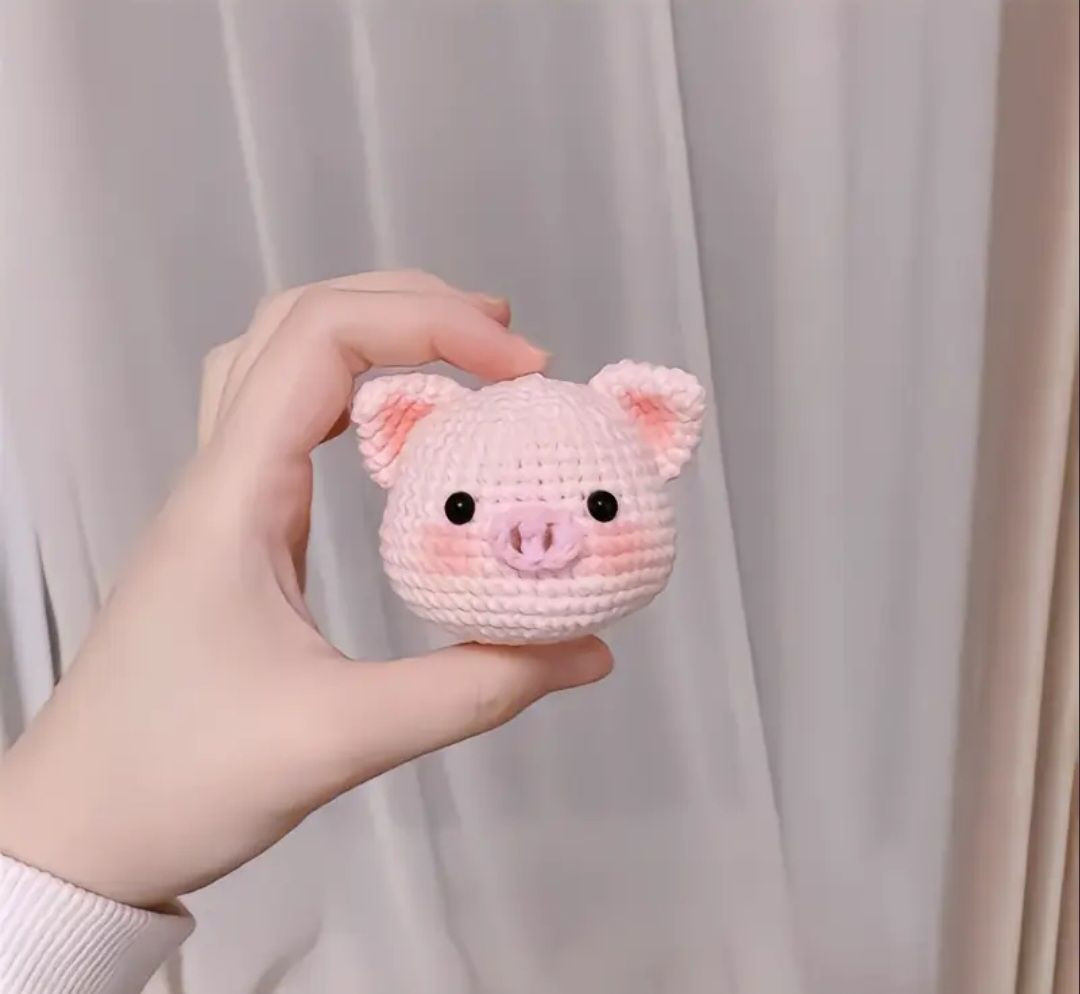 Hướng dẫn móc đầu heo hồng dễ thương, chart chi tiết từng hàng