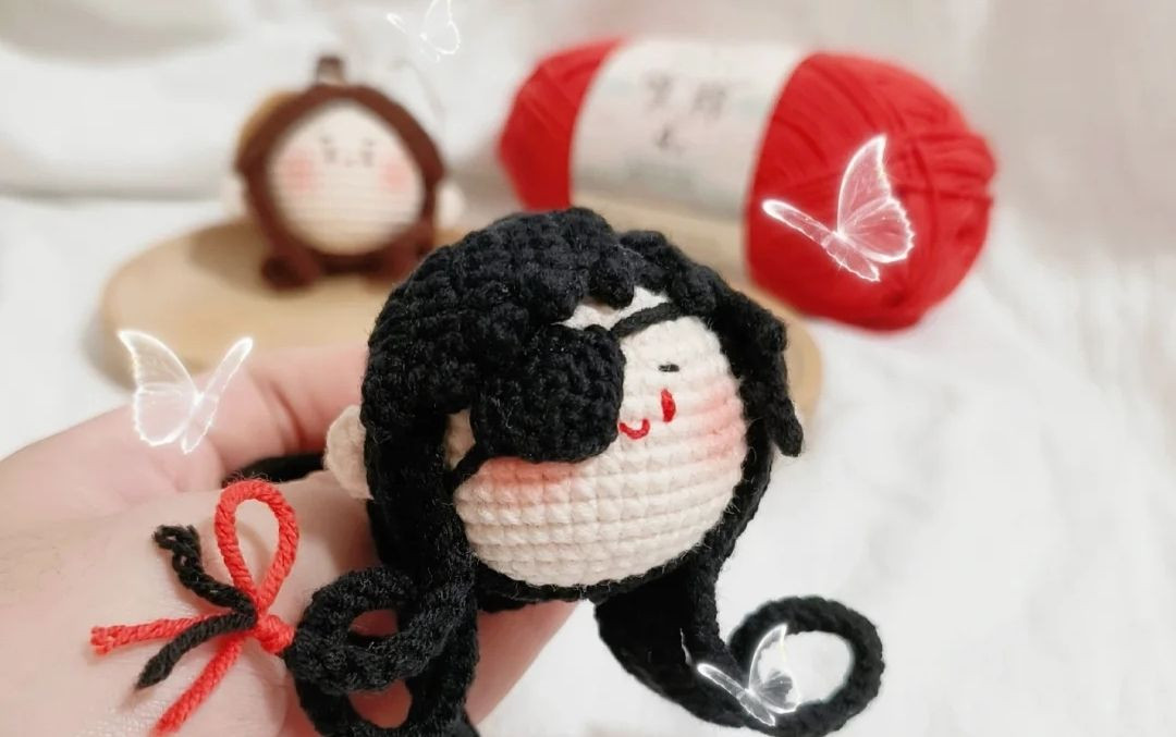 Hướng dẫn móc đầu nhân vật tóc đen mắt băng