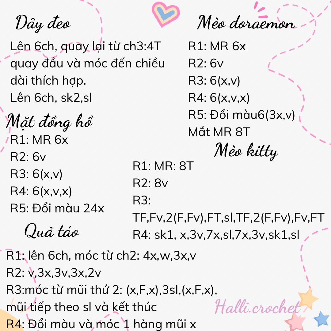Hướng dẫn móc dây đeo đồng hồ hình Doraemon, Hello Kitty và quả táo