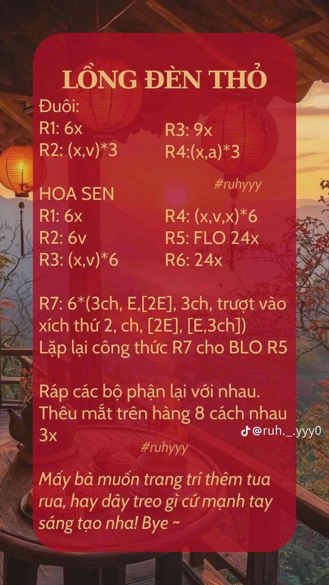 Hướng dẫn móc đèn lồng thỏ và hoa sen