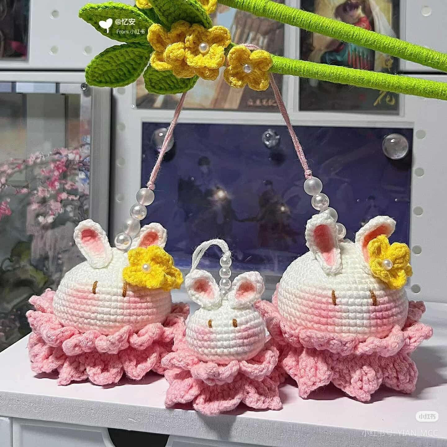 Hướng dẫn móc đèn lồng thỏ và hoa sen