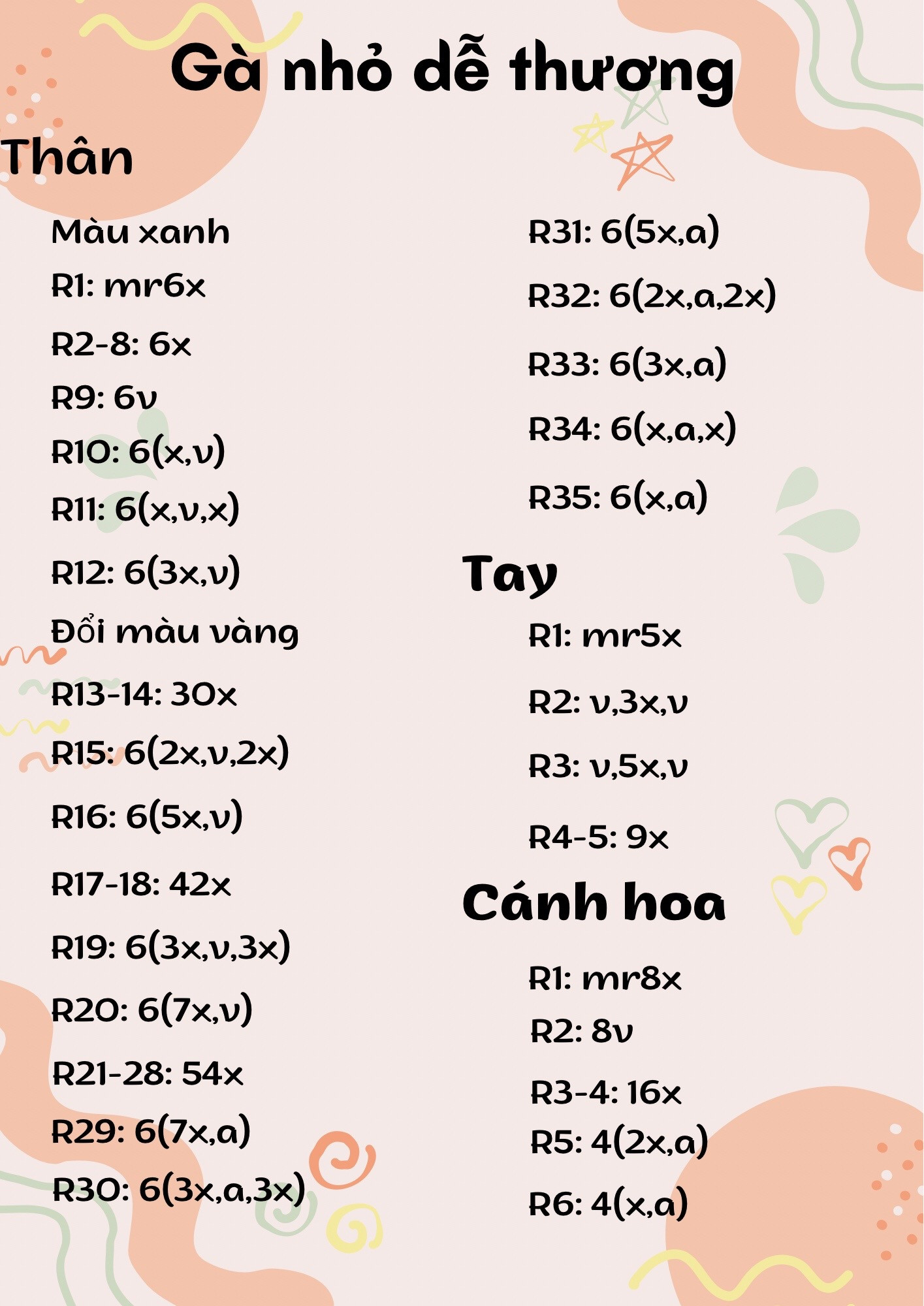 Hướng dẫn móc Gà nhỏ dễ thương màu vàng xanh trắng