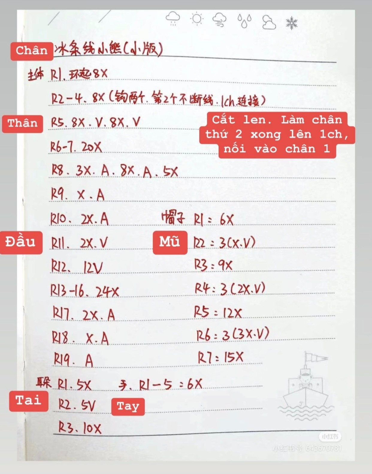 Hướng dẫn móc gấu bông Ice Cream Bear bằng len nhung dũa, phiên bản nhỏ dễ thương