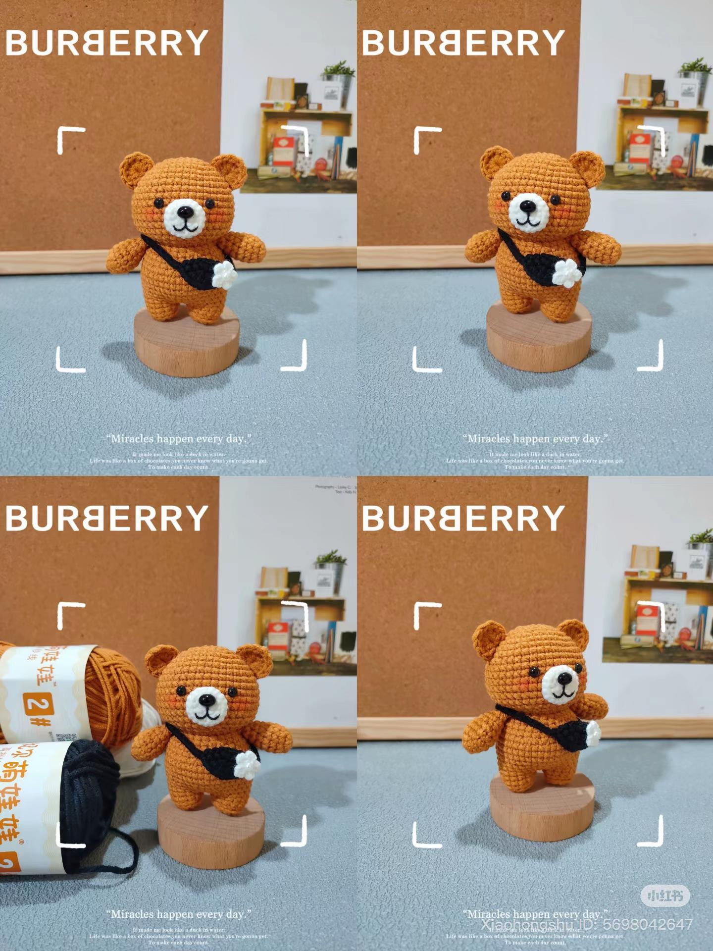 Hướng dẫn móc gấu bông màu nâu đeo túi đen