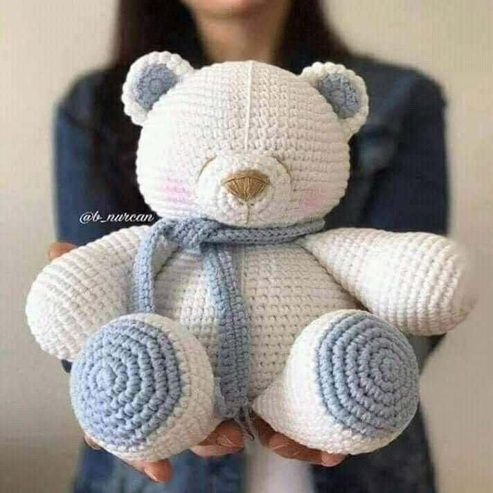 Hướng dẫn móc gấu bông Misa màu trắng xanh