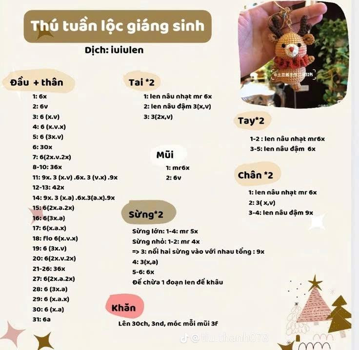 Hướng dẫn móc gấu bông Noel dễ thương