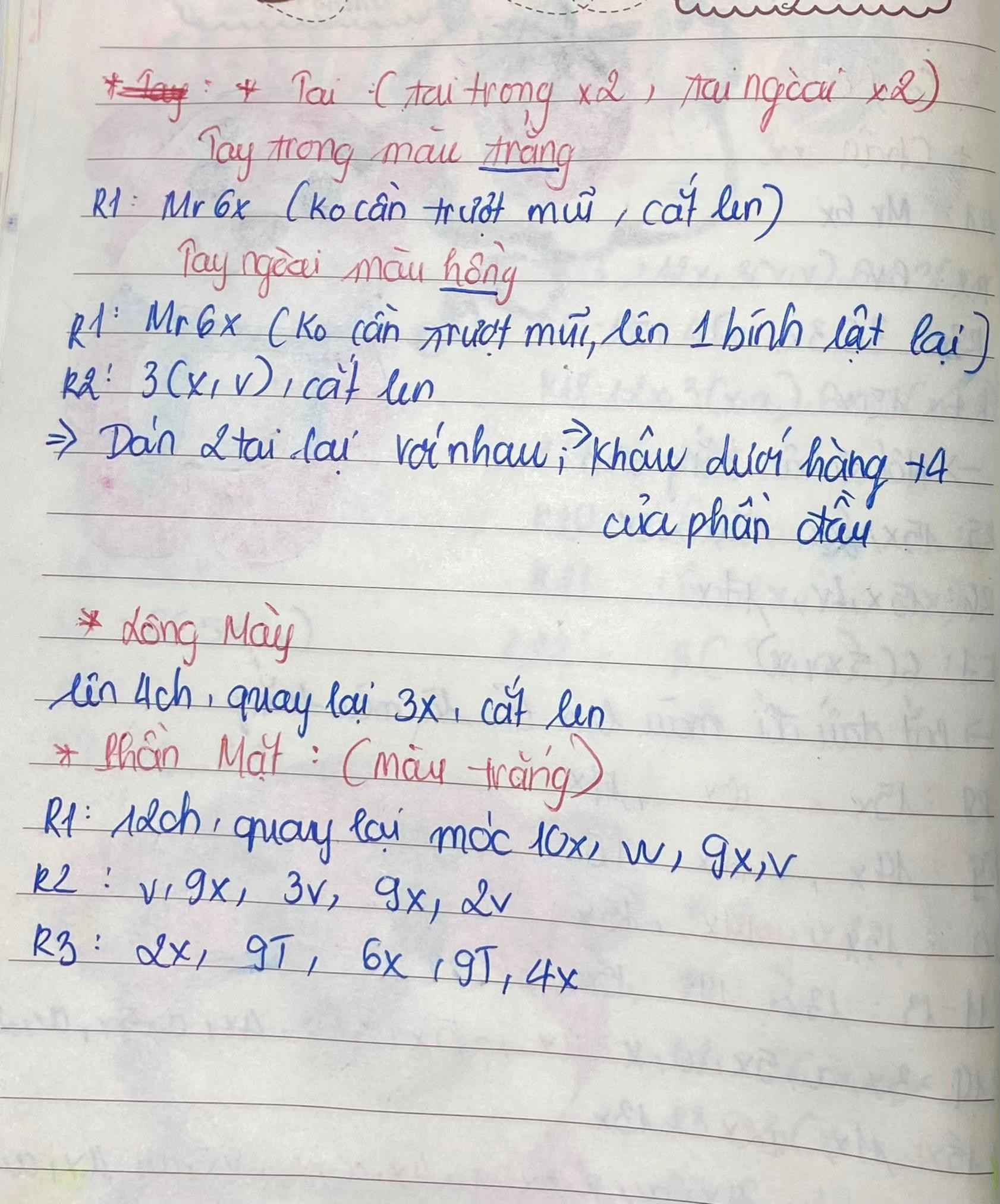 Hướng dẫn móc gấu dâu amigurumi màu hồng với khăn xanh, kèm hình ảnh thành phẩm và bản vẽ chi tiết