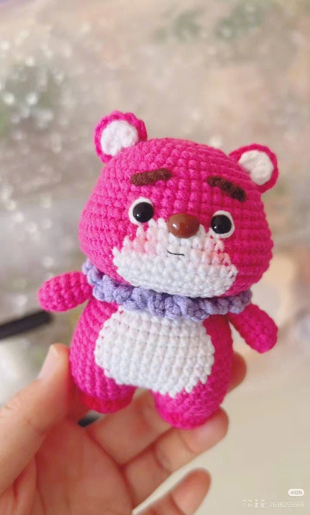 Hướng dẫn móc Gấu dâu mông đào màu hồng trắng dễ thương