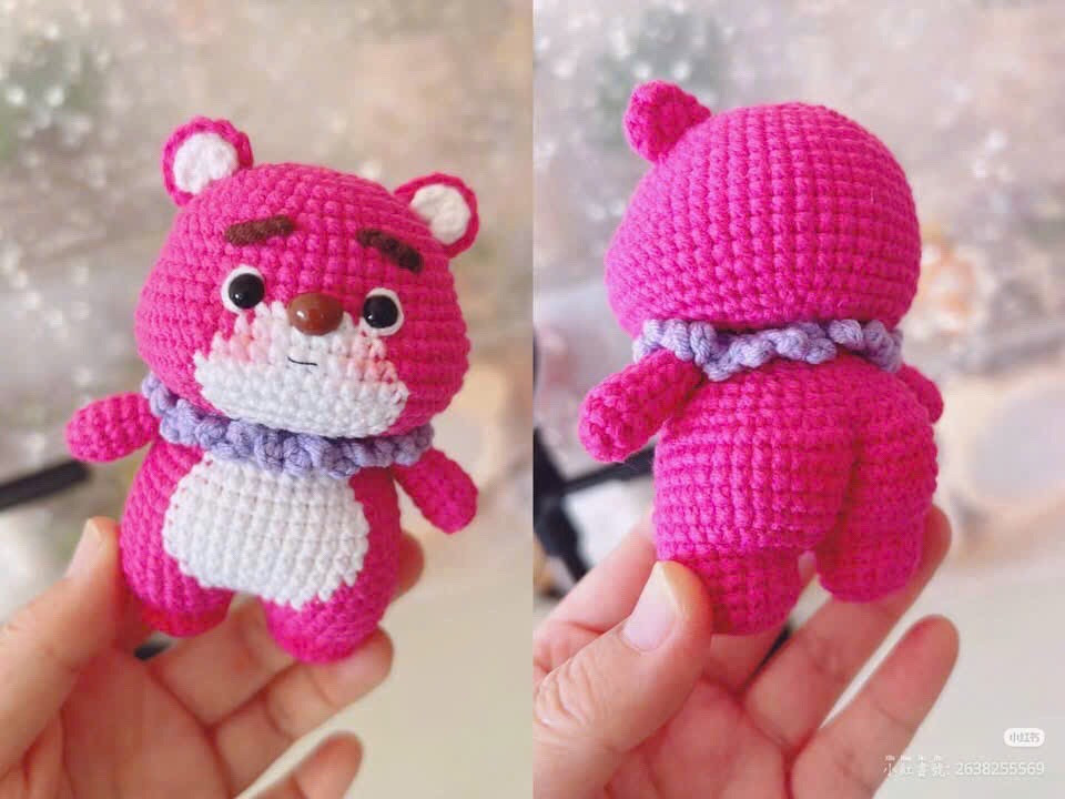 Hướng dẫn móc Gấu dâu mông đào màu hồng trắng dễ thương