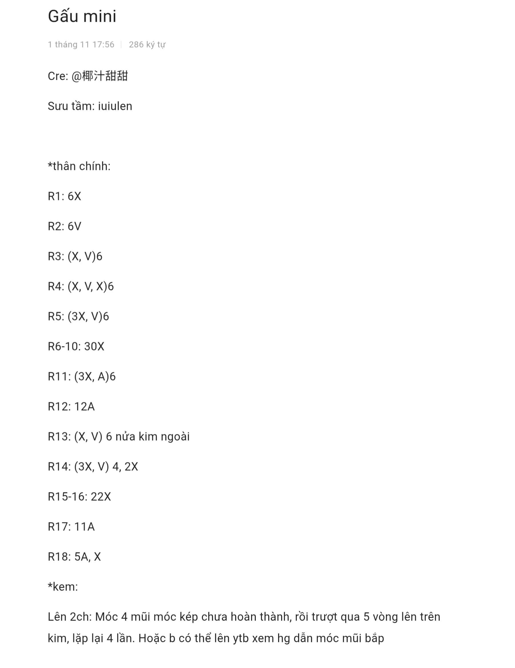 Hướng dẫn móc gấu mini dễ thương đội mũ kem