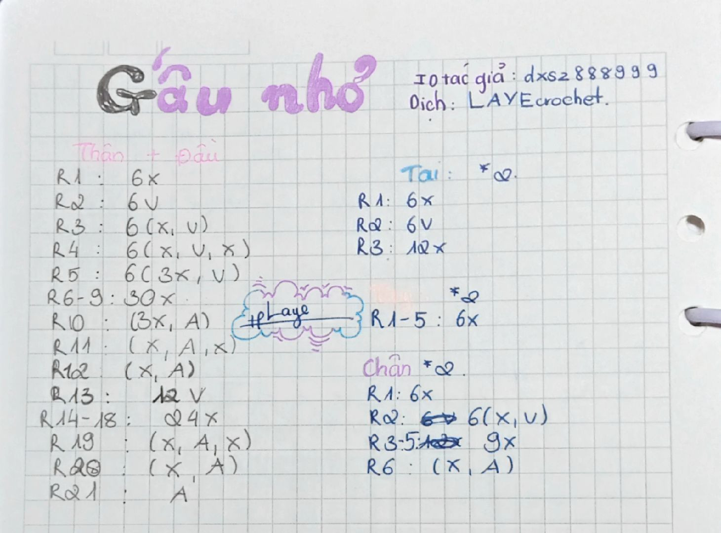 Hướng dẫn móc gấu nhỏ pastel dễ thương