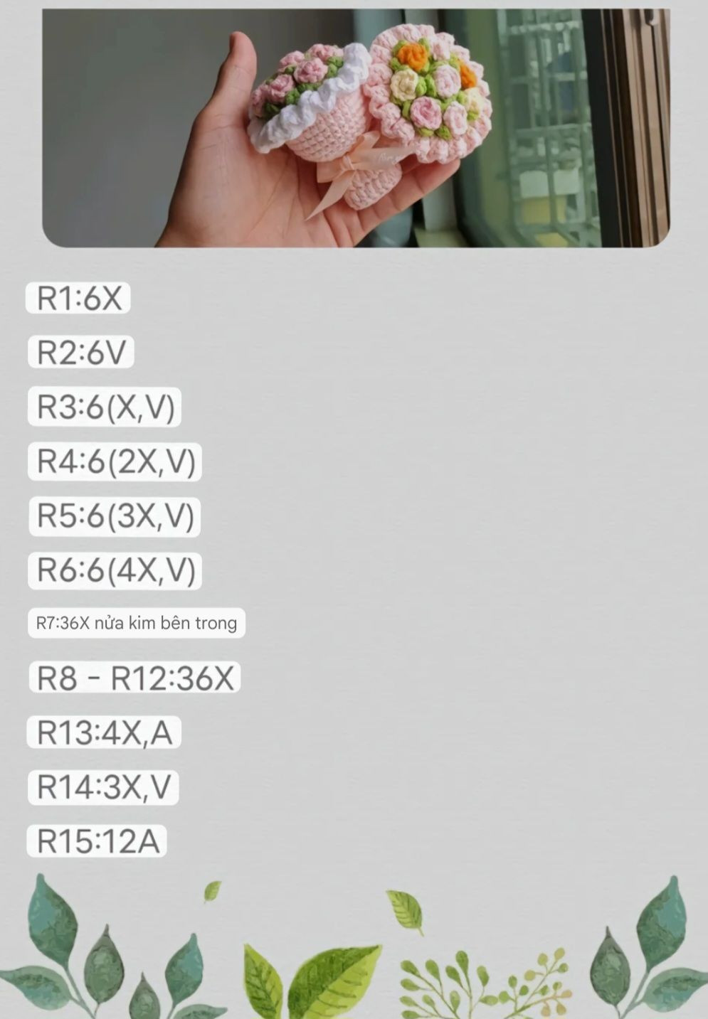 Hướng dẫn móc giỏ hoa hồng mini nhiều màu sắc