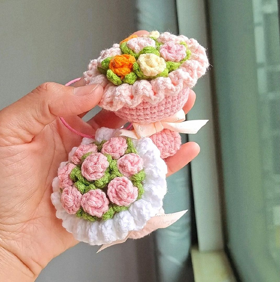 Hướng dẫn móc giỏ hoa hồng mini nhiều màu sắc