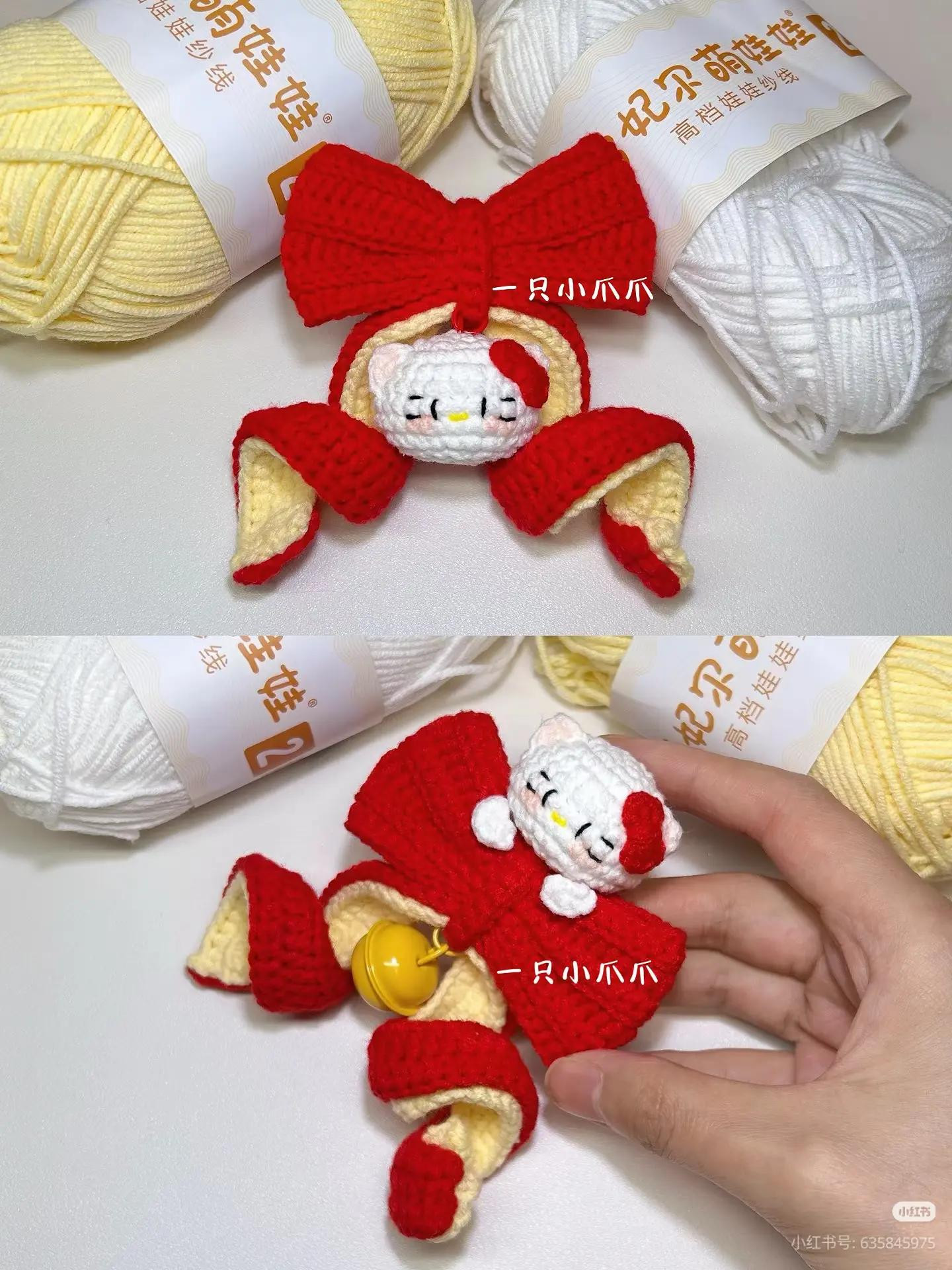 Hướng dẫn móc Hello Kitty trong vỏ táo đỏ vàng