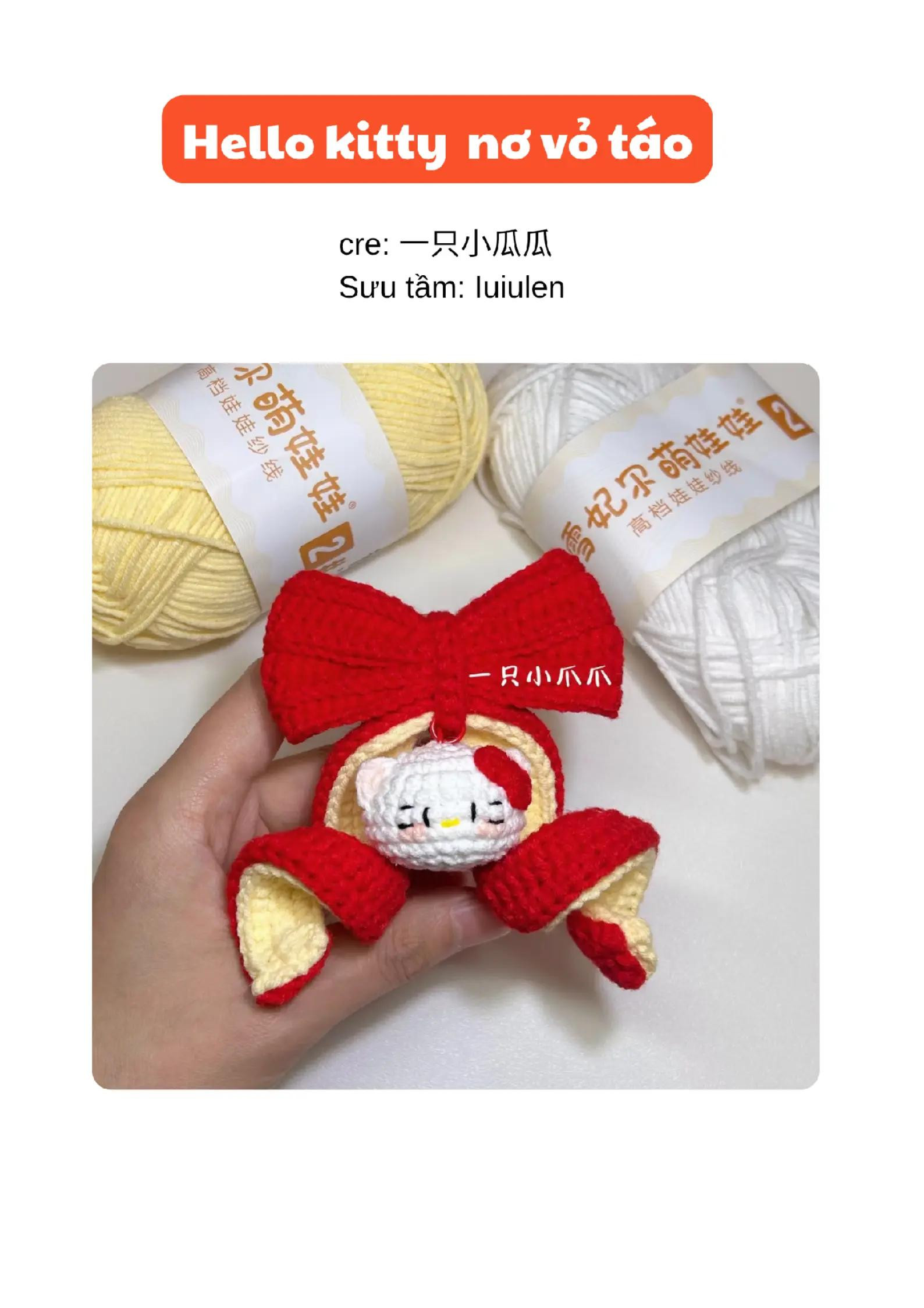 Hướng dẫn móc Hello Kitty trong vỏ táo đỏ vàng
