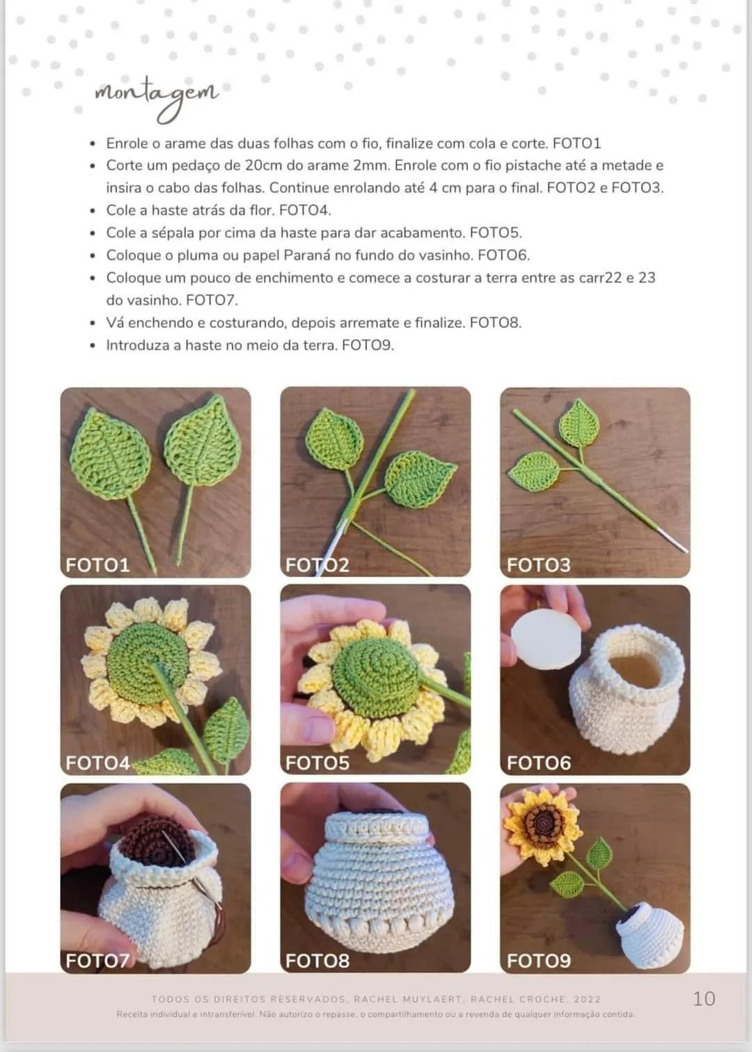 Hướng dẫn móc hoa hướng dương Girassol trong chậu