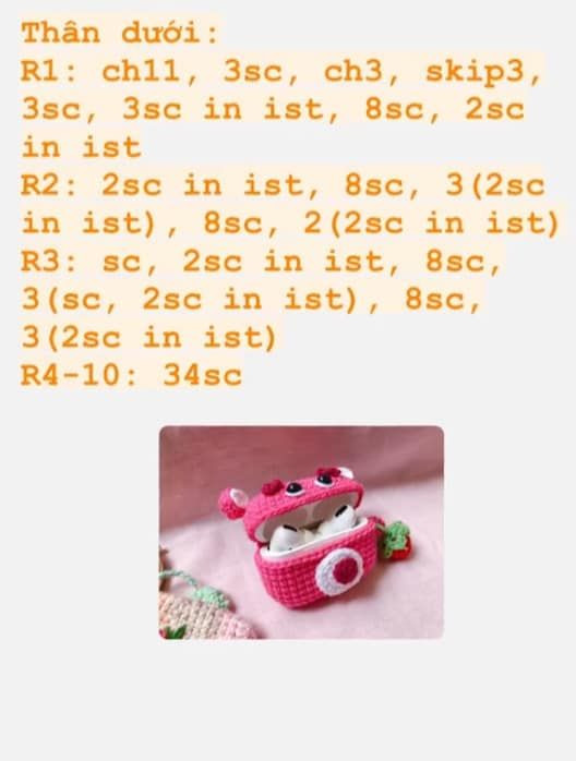 Hướng dẫn móc hộp tai nghe AirPods hình gấu hồng dễ thương