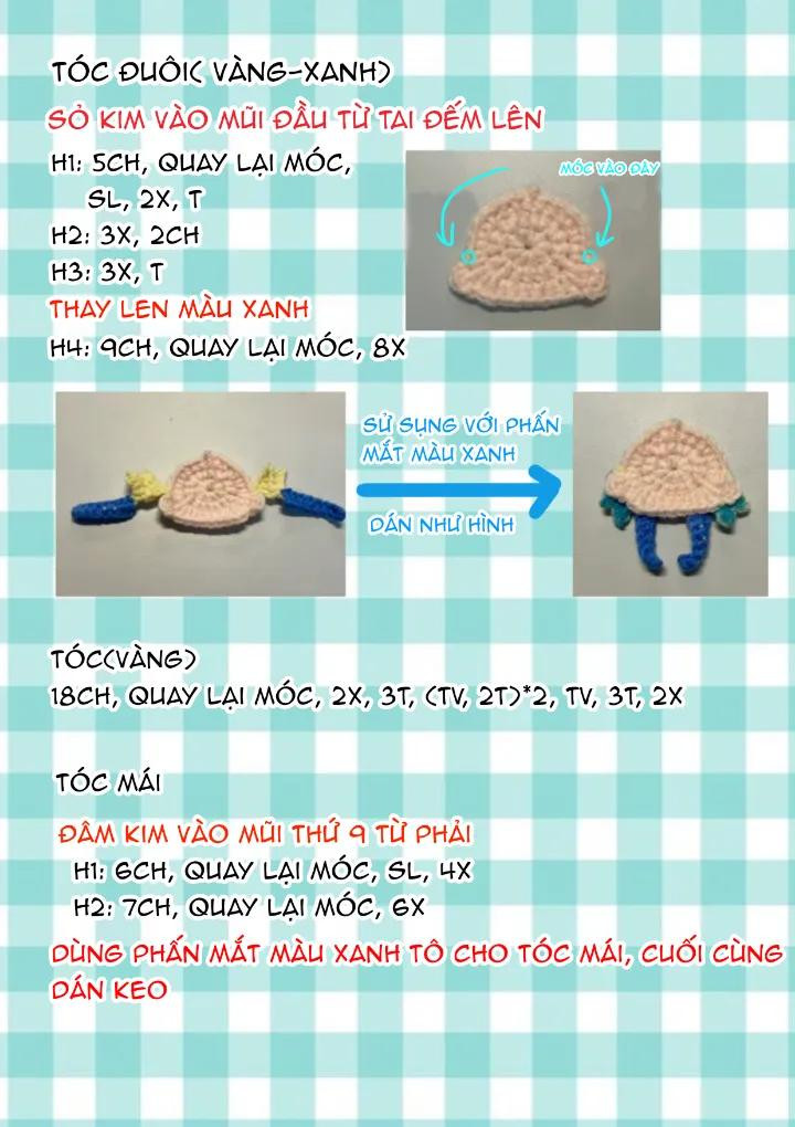 Hướng dẫn móc Kaiser Bánh Quy Blue Lock - Chart mặt, tóc và chân