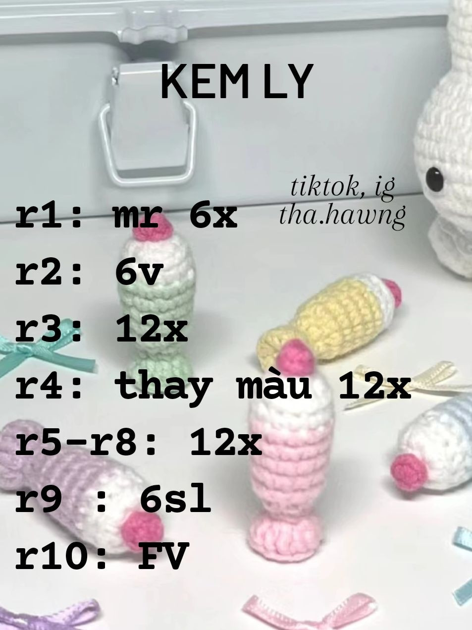 Hướng dẫn móc kem ly pastel màu sắc dễ thương