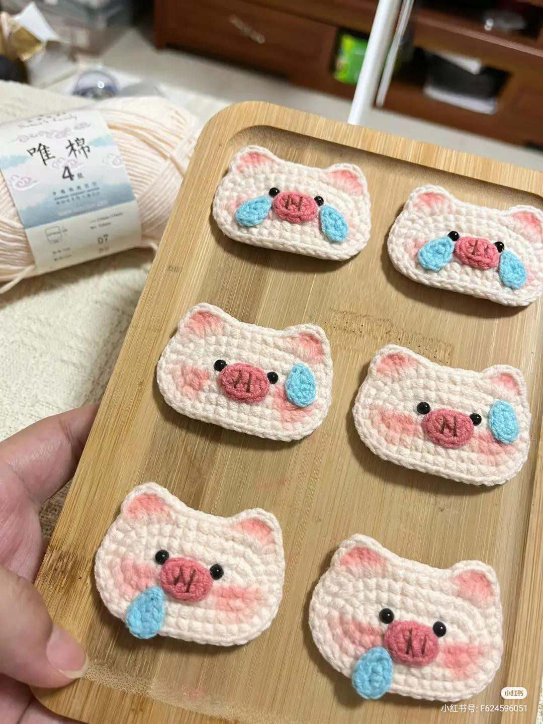 Hướng dẫn móc kẹp tóc hình heo chảy nước mũi dễ thương, chart chi tiết từng hàng