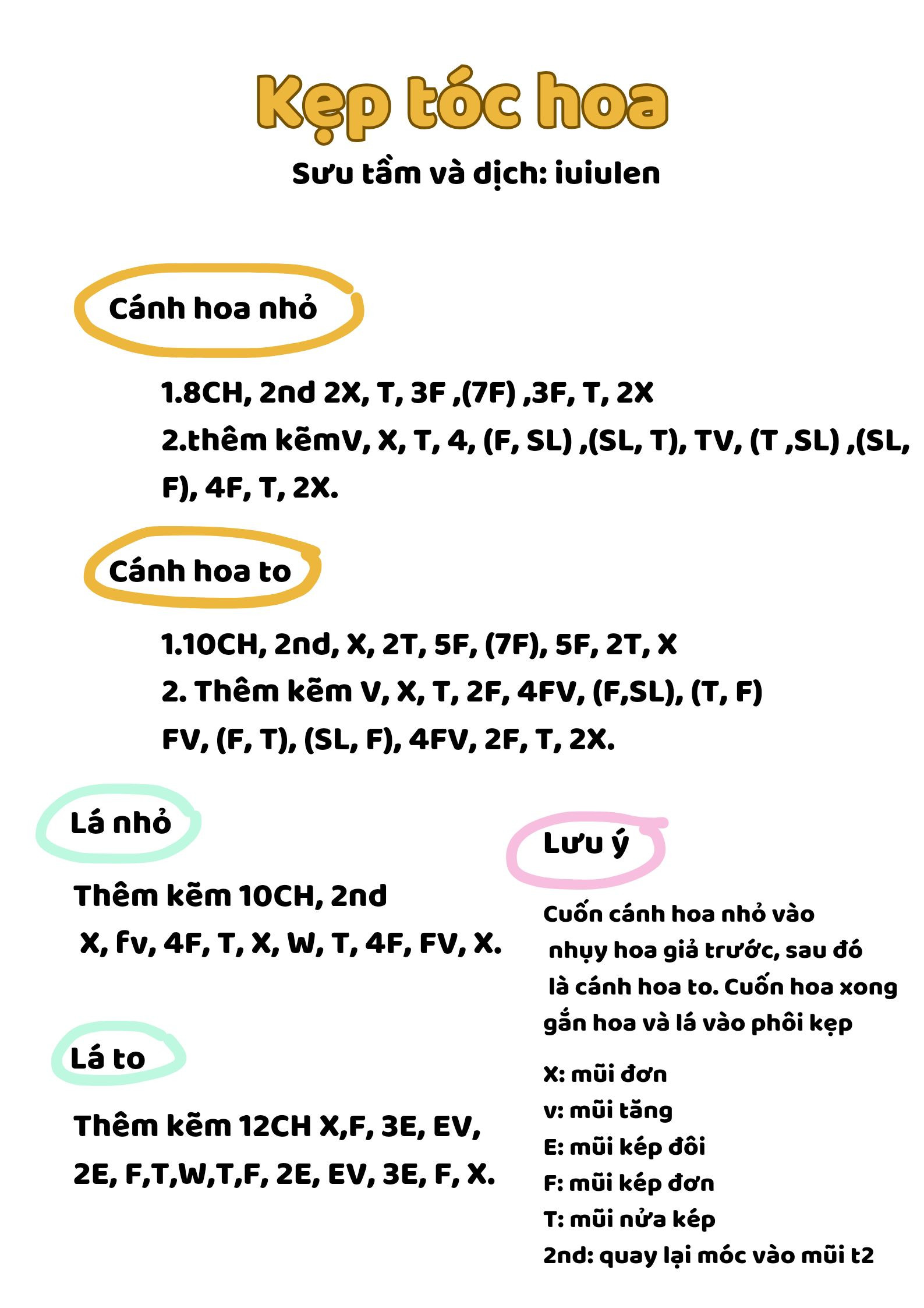Hướng dẫn móc kẹp tóc hoa màu vàng cam