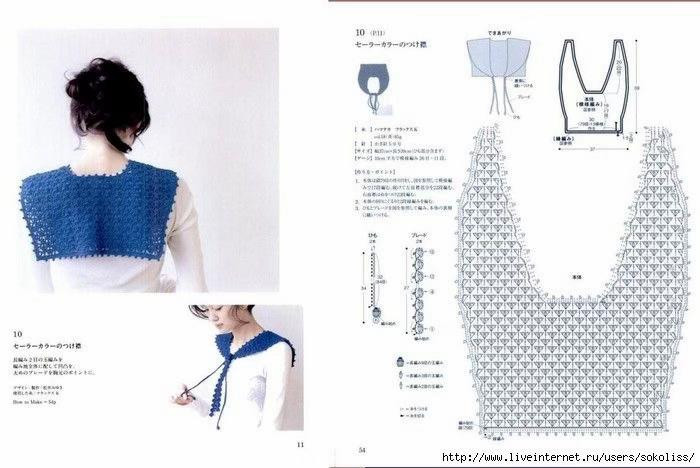 Hướng dẫn móc khăn choàng vai kiểu thủy thủ màu xanh